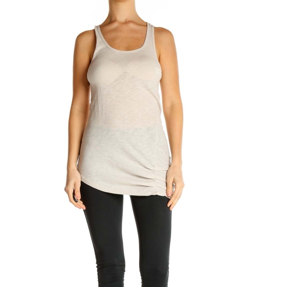 Skin Beige Solid All Day Wear Tank Top